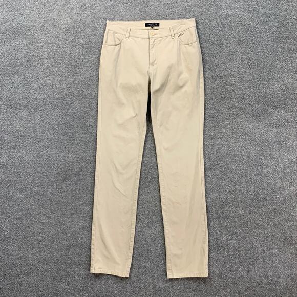 Lafayette 148 NY Pants Womens 2 Khaki Cotton Blend Stretch Straight Zip Fly - Picture 2 of 11